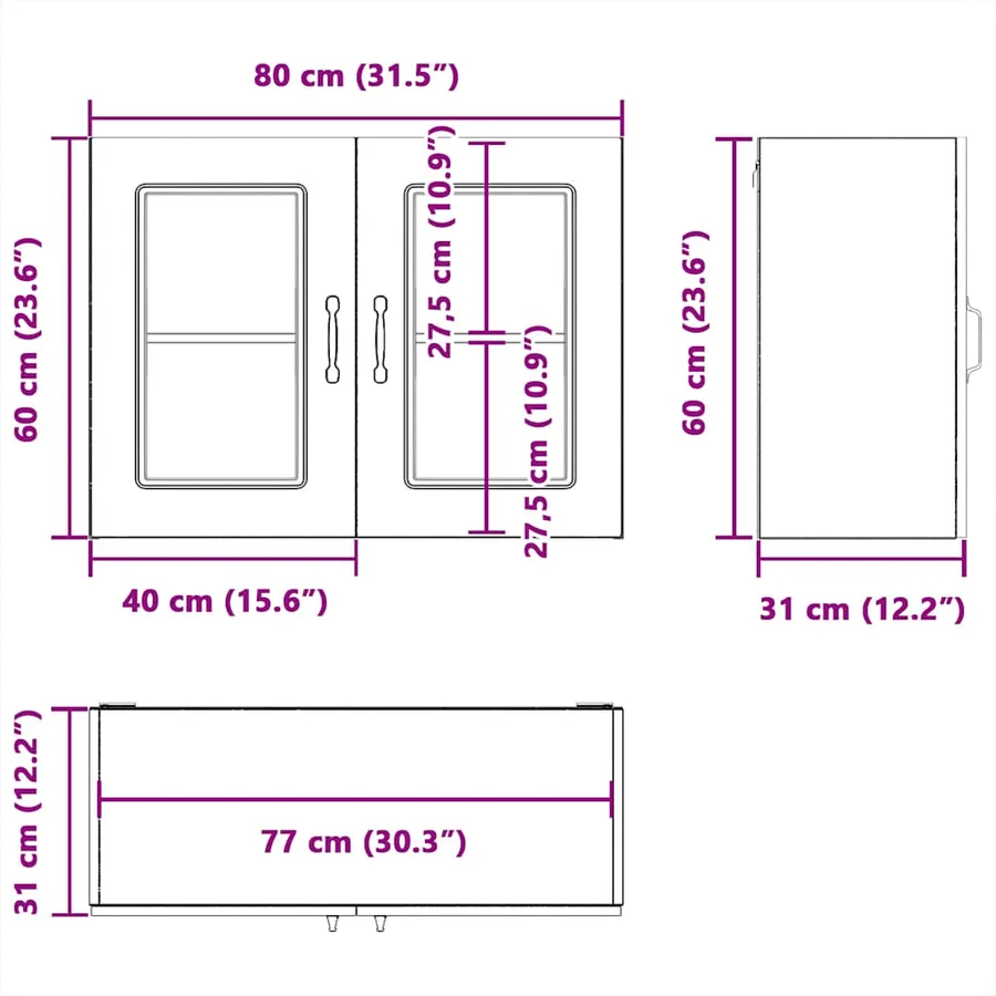 Armoire murale de cuisine avec porte en verre Kalmar blanc - 11