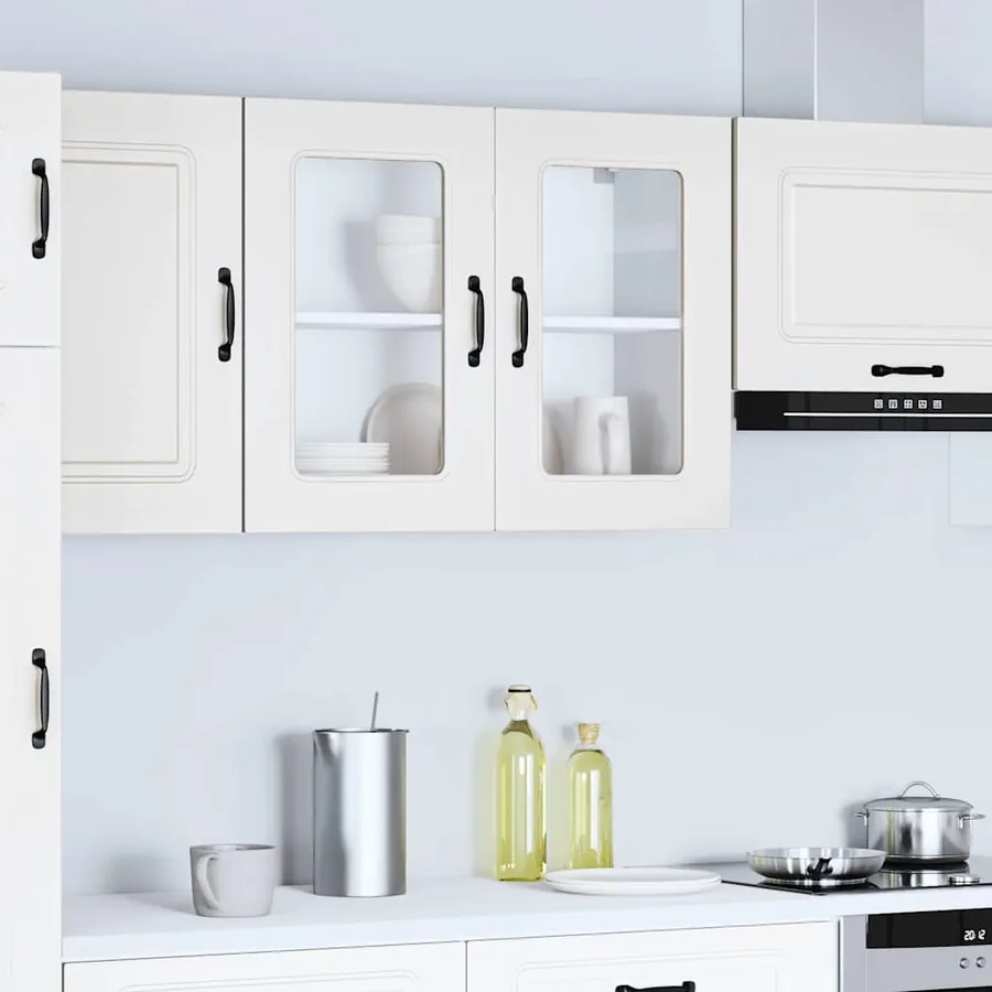 Armoire murale de cuisine avec porte en verre Kalmar blanc - 3
