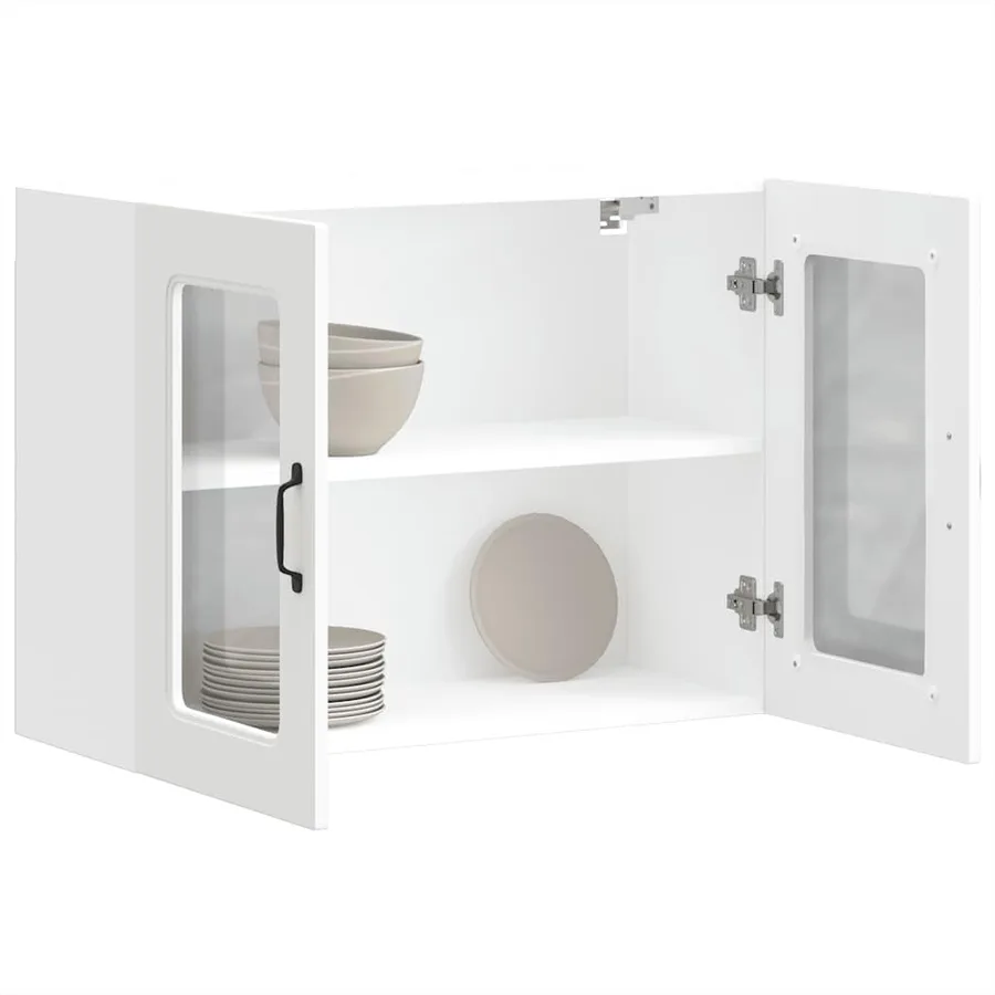 Armoire murale de cuisine avec porte en verre Kalmar blanc - 4