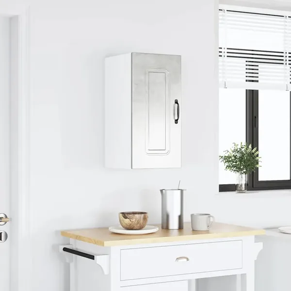 Armoire murale de cuisine Kalmar gris béton bois d'ingénierie