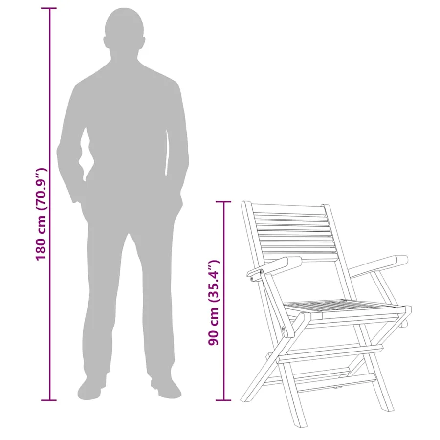 Chaises de jardin pliantes lot de 8 55x62x90cm bois massif teck - 6