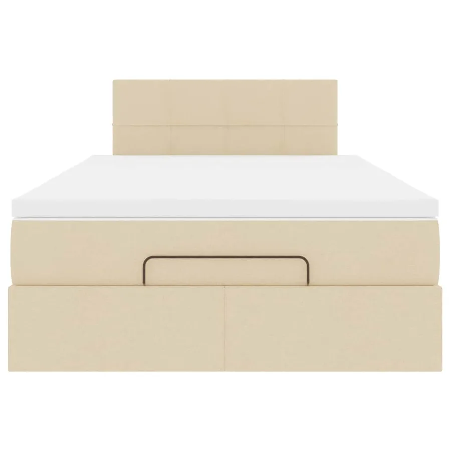 Cadre de lit ottoman avec matelas crème 120x190 cm tissu - 7