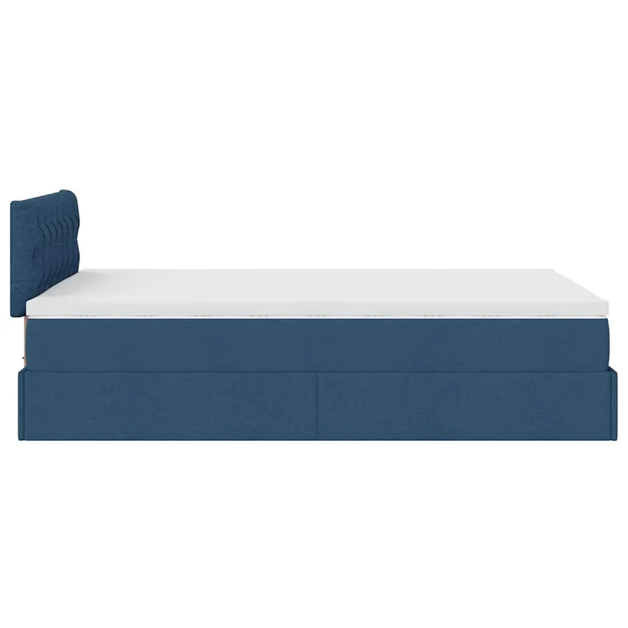 Lit ottoman avec matelas et LED bleu 120x190 cm tissu - 11