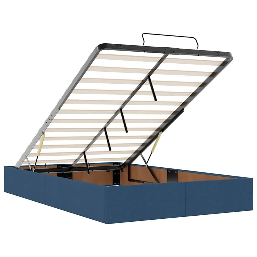 Lit ottoman avec matelas et LED bleu 120x190 cm tissu - 13