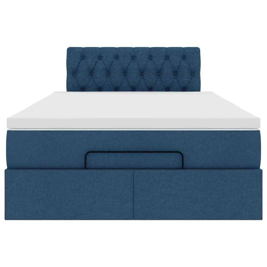 Lit ottoman avec matelas et LED bleu 120x190 cm tissu - 8