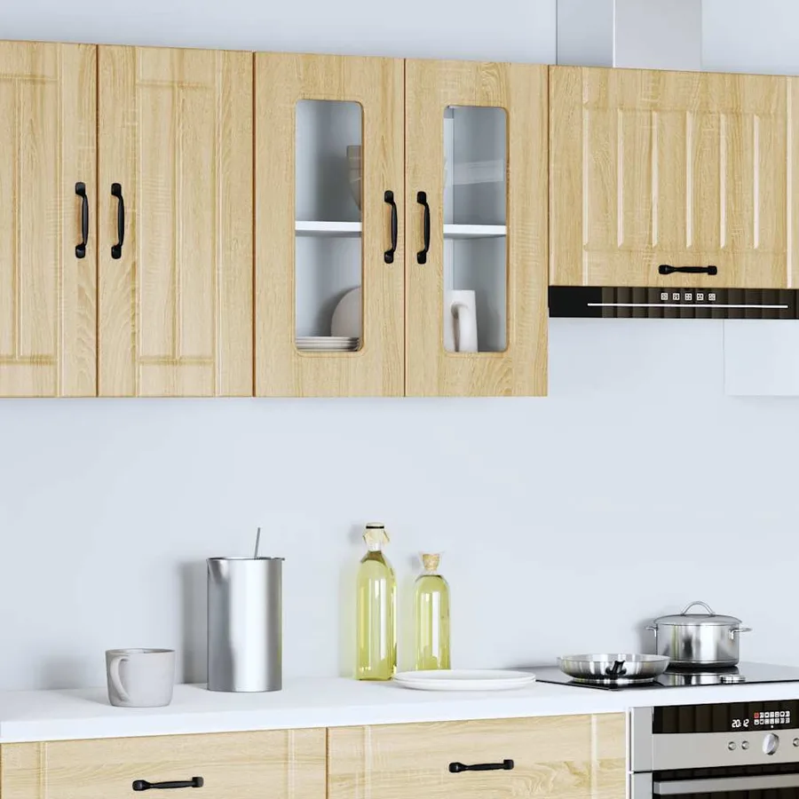 Armoire murale de cuisine avec porte vitrée "Kalmar" en bois d'ingénierie chêne Sonoma - 3