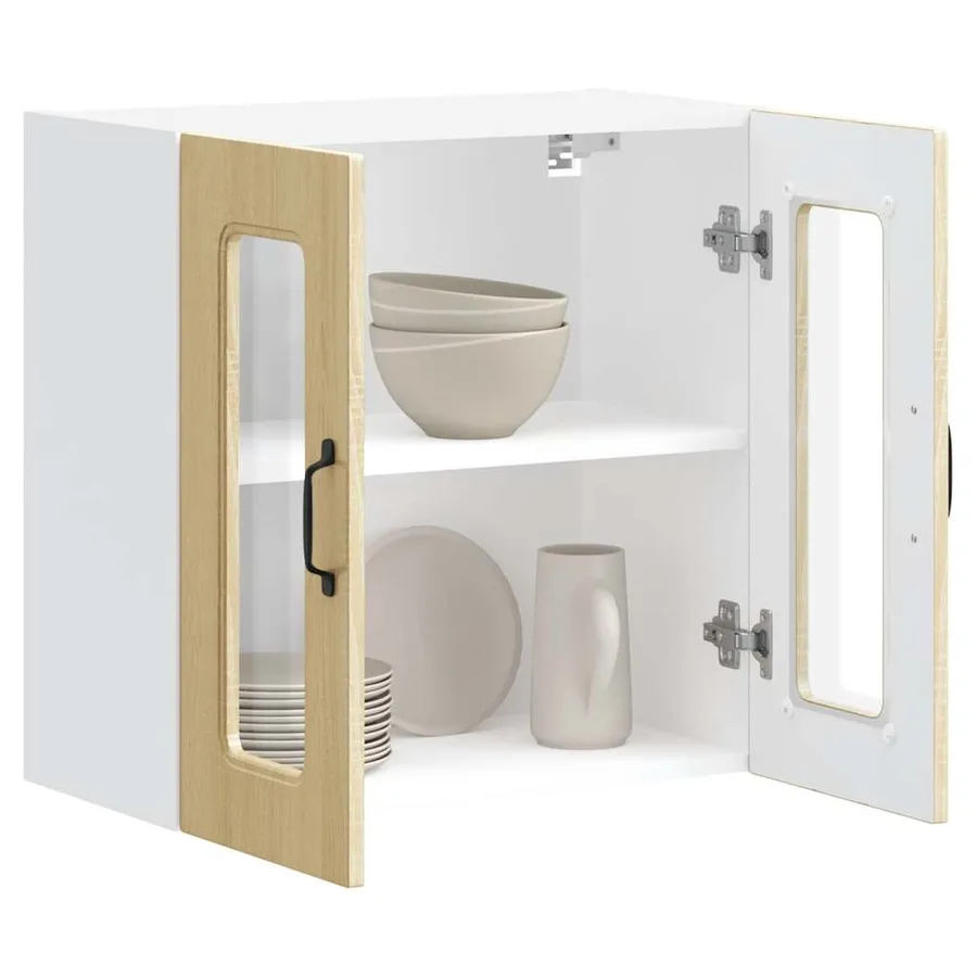 Armoire murale de cuisine avec porte vitrée "Kalmar" en bois d'ingénierie chêne Sonoma - 5