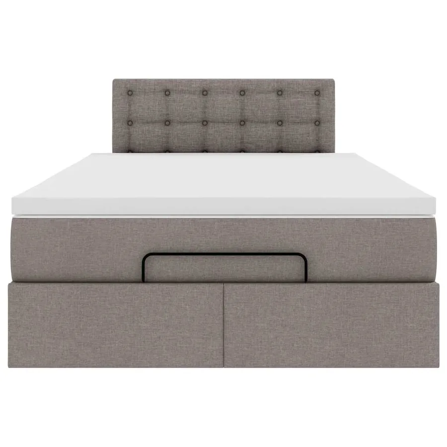 Cadre de lit ottoman avec matelas taupe 120x190 cm tissu - 7