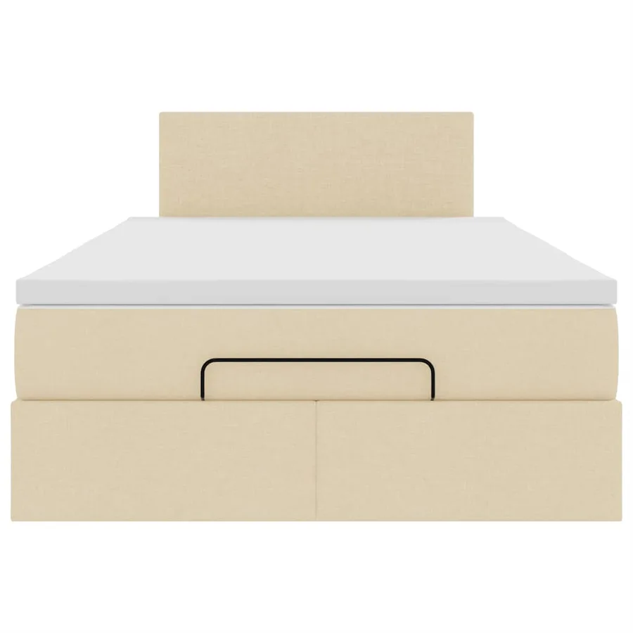 Lit ottoman avec matelas et LED crème 120x190 cm tissu - 8