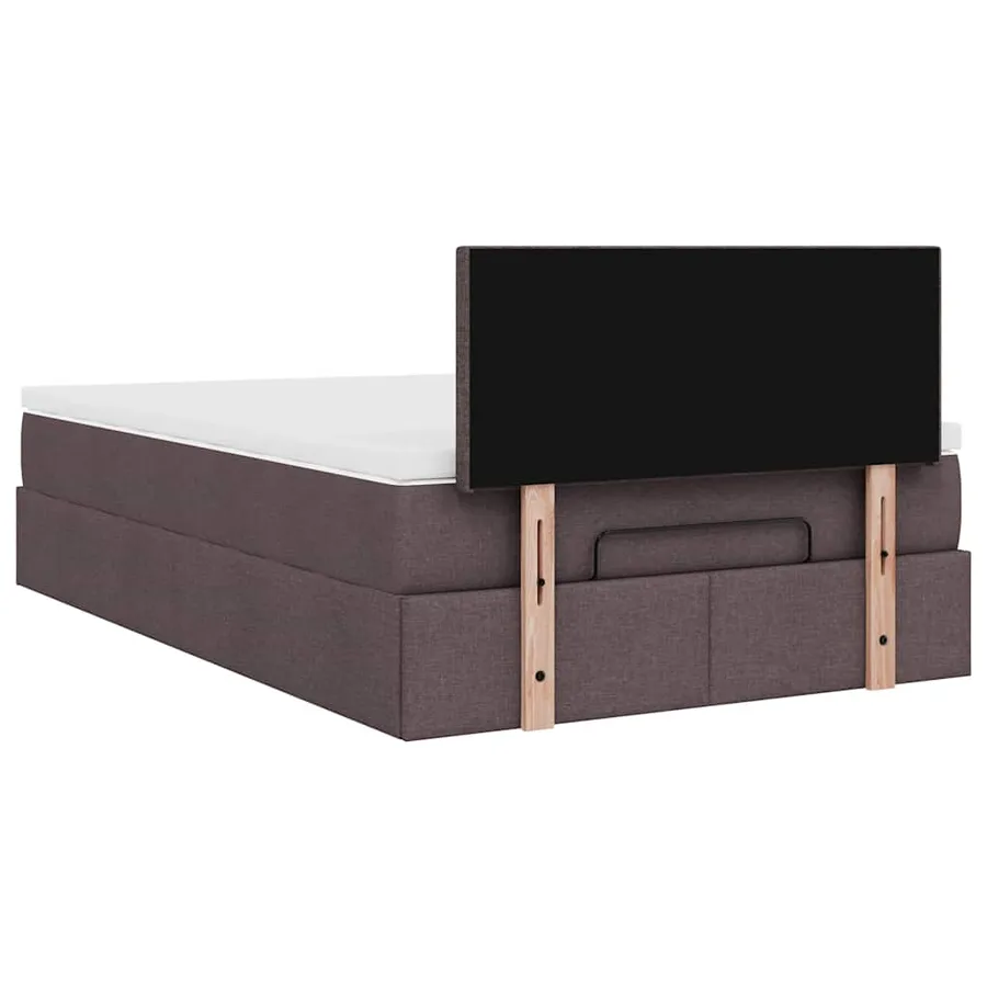 Cadre de lit ottoman avec matelas marron foncé 120x190 cm tissu - 12