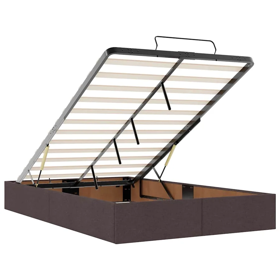 Cadre de lit ottoman avec matelas marron foncé 120x190 cm tissu - 13
