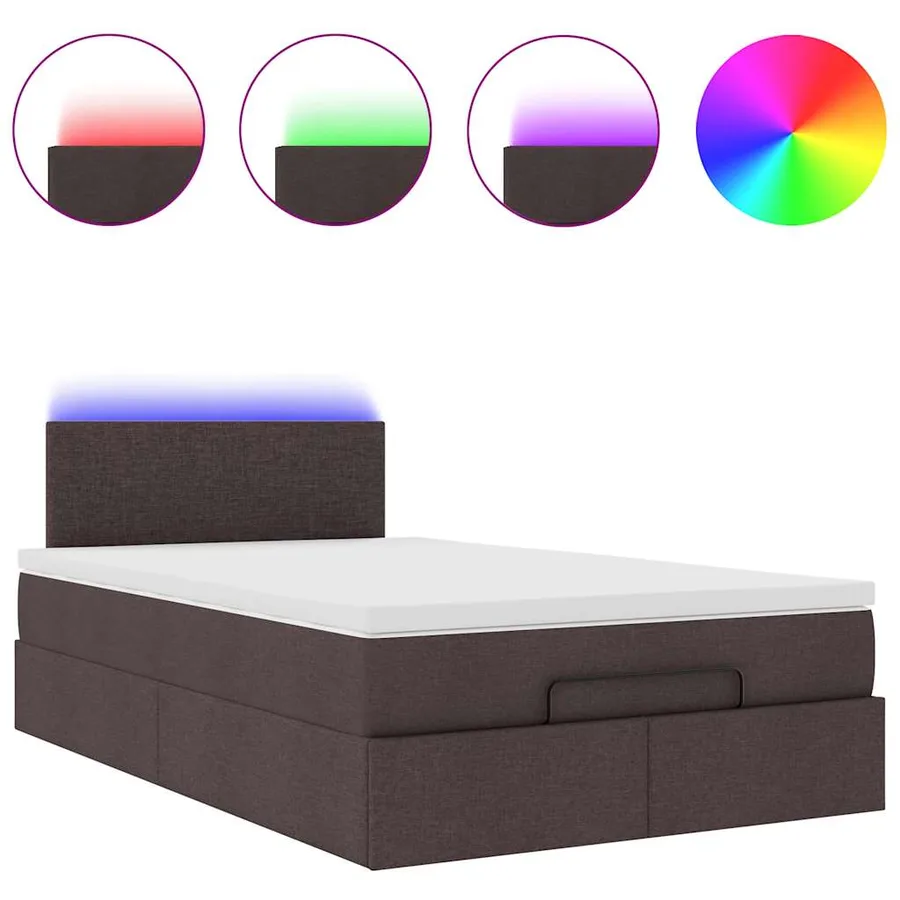 Cadre de lit ottoman avec matelas marron foncé 120x190 cm tissu - 5