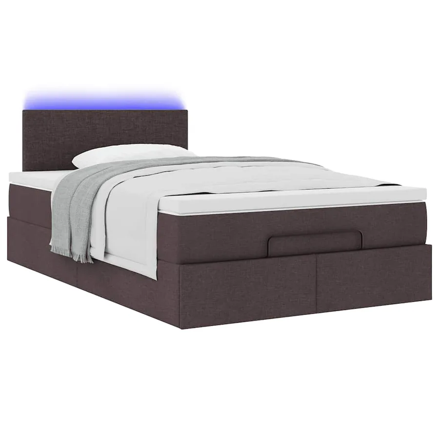 Cadre de lit ottoman avec matelas marron foncé 120x190 cm tissu - 6