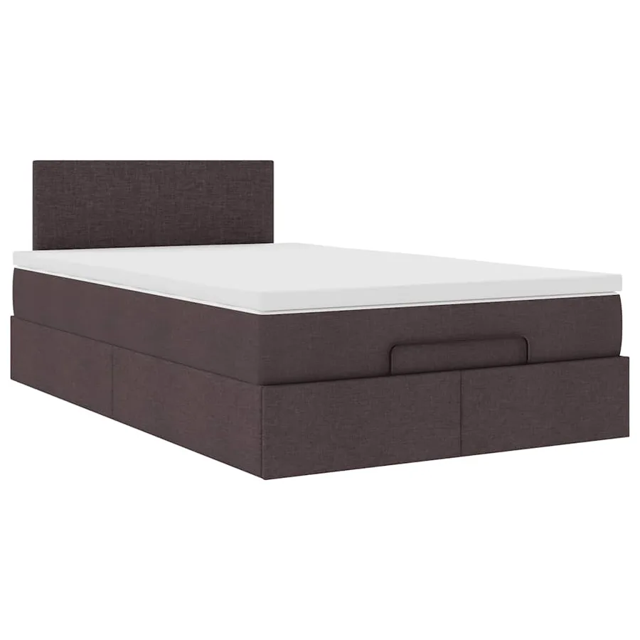 Cadre de lit ottoman avec matelas marron foncé 120x190 cm tissu - 7
