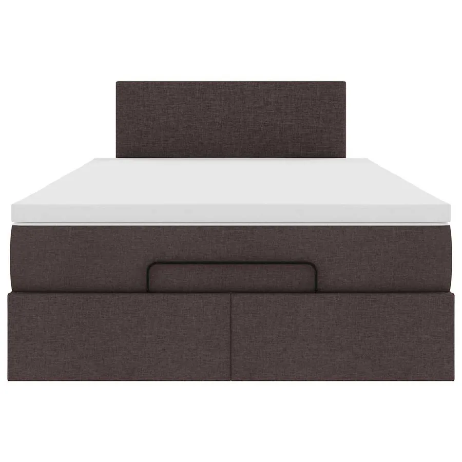 Cadre de lit ottoman avec matelas marron foncé 120x190 cm tissu - 8
