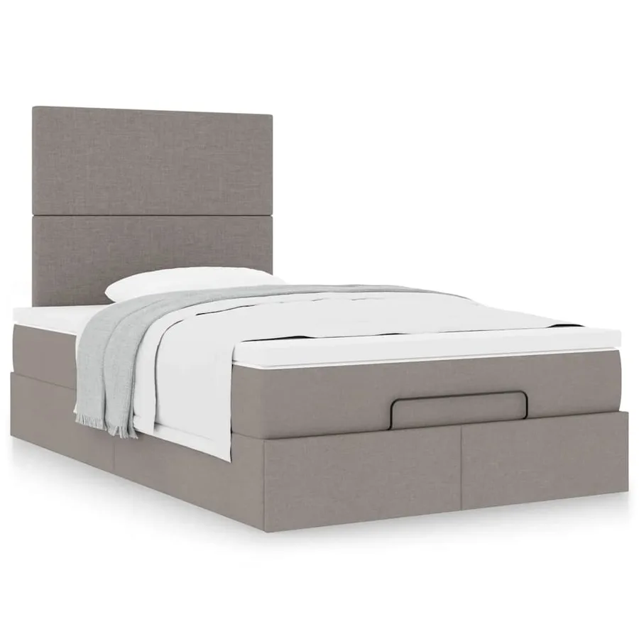 Cadre de lit ottoman avec matelas taupe 120x190 cm tissu - 4