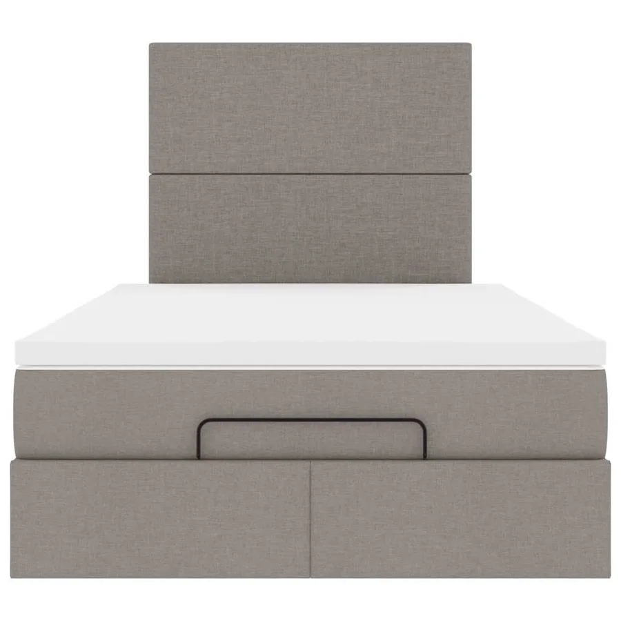 Cadre de lit ottoman avec matelas taupe 120x190 cm tissu - 7
