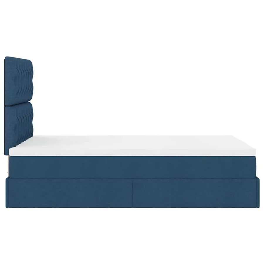 Cadre de lit ottoman avec matelas bleu 120x190 cm tissu - 10