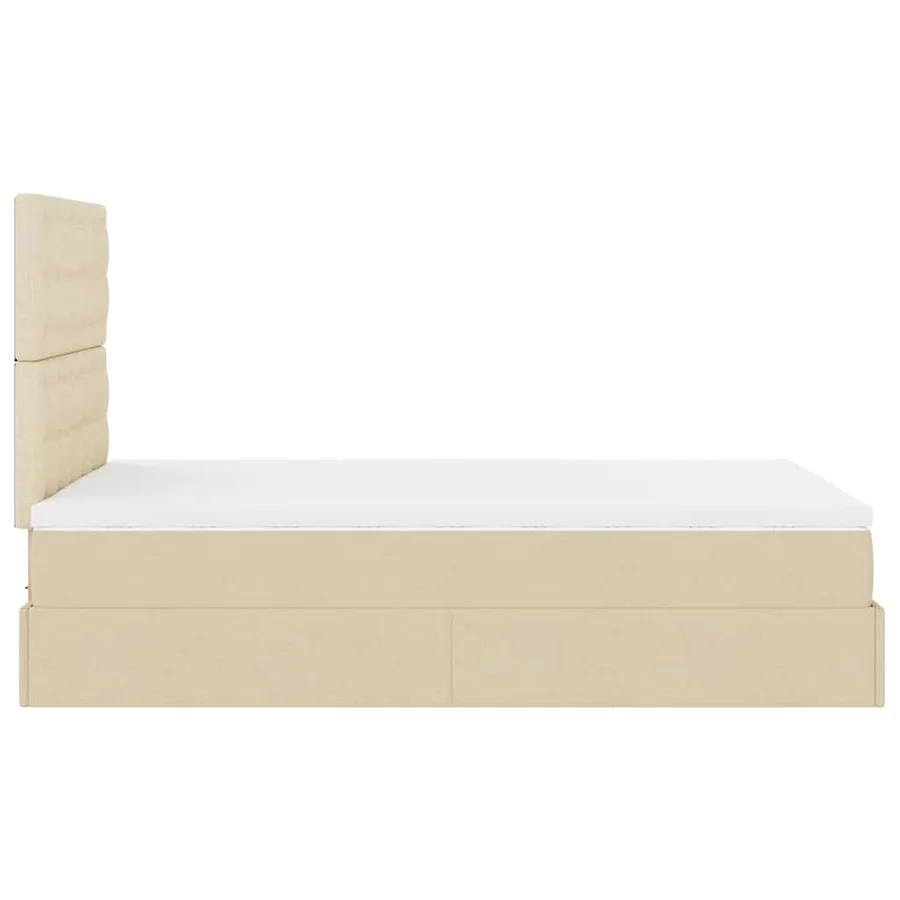 Cadre de lit ottoman avec matelas crème 120x190 cm tissu - 11