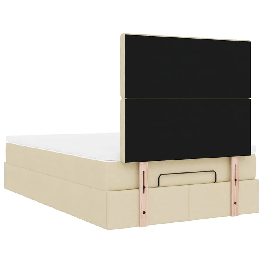 Cadre de lit ottoman avec matelas crème 120x190 cm tissu - 12