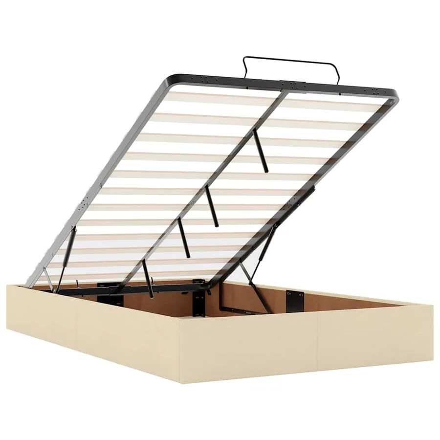 Cadre de lit ottoman avec matelas crème 120x190 cm tissu - 13