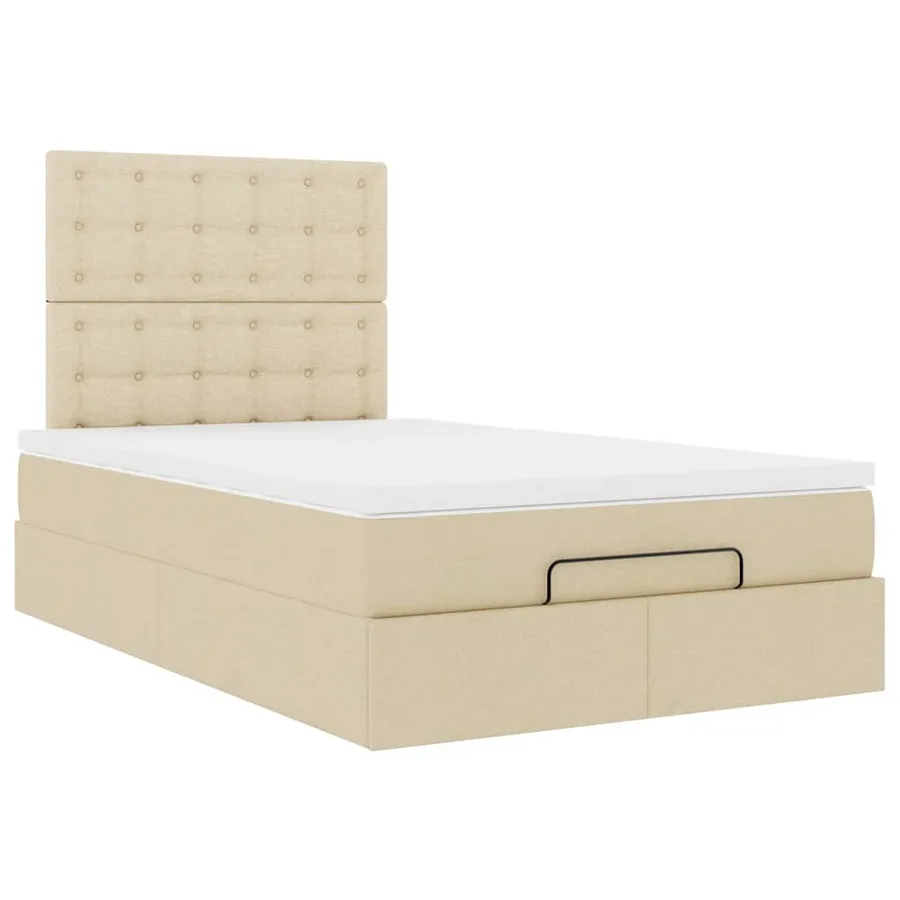Cadre de lit ottoman avec matelas crème 120x190 cm tissu - 7
