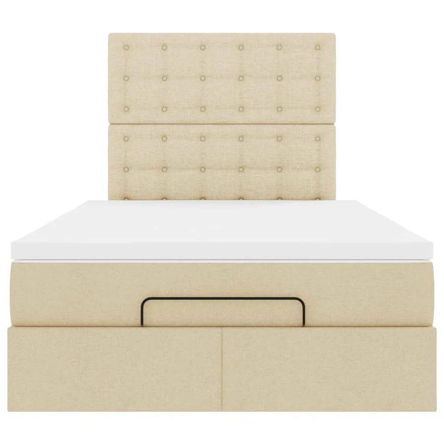 Cadre de lit ottoman avec matelas crème 120x190 cm tissu - 8