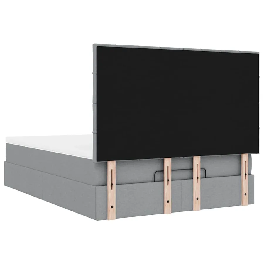 Cadre de lit ottoman et matelas gris clair 140x200 cm tissu - 12