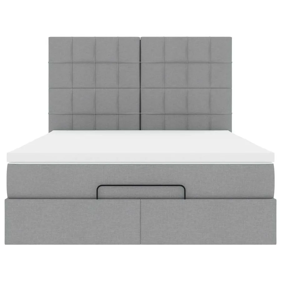 Cadre de lit ottoman et matelas gris clair 140x200 cm tissu - 8