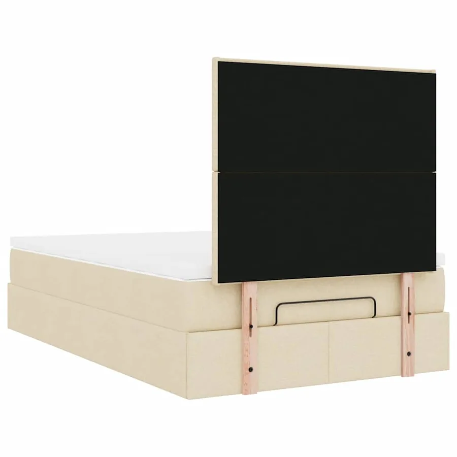 Cadre de lit ottoman avec matelas crème 120x190 cm tissu - 12
