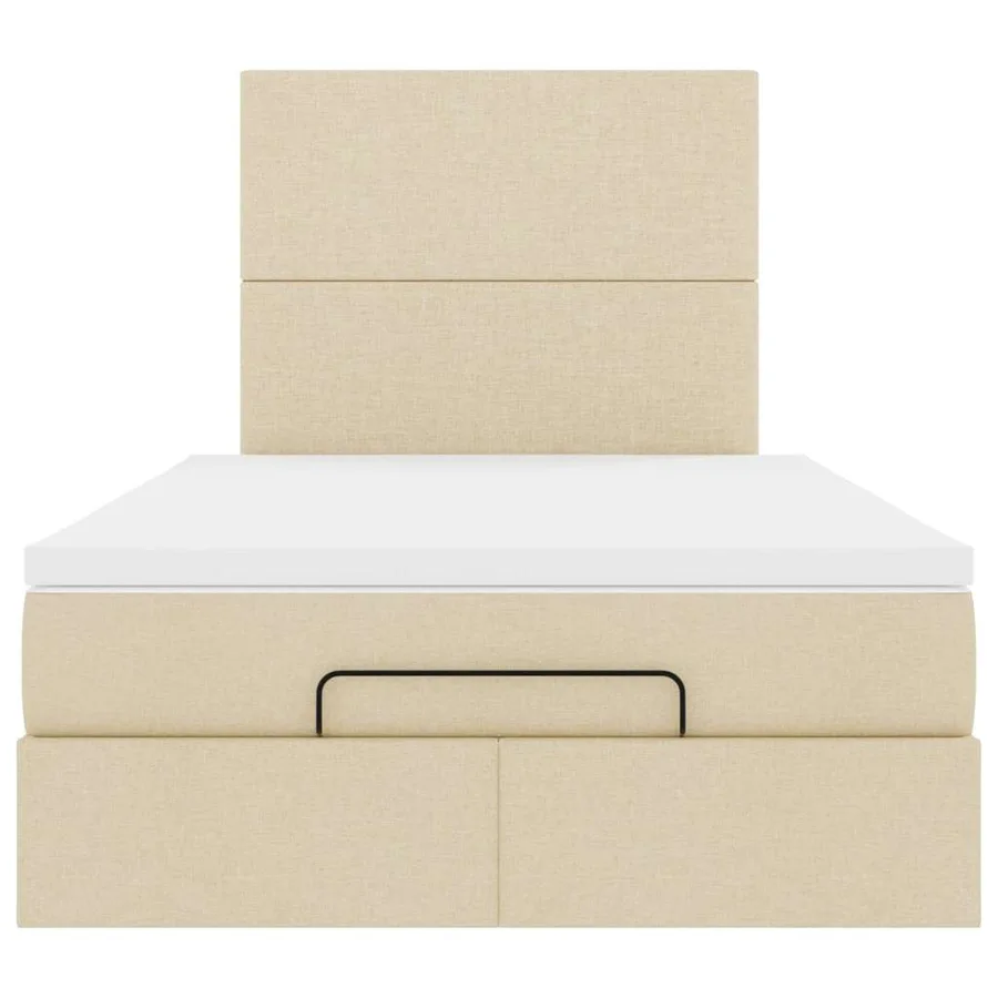 Cadre de lit ottoman avec matelas crème 120x190 cm tissu - 8