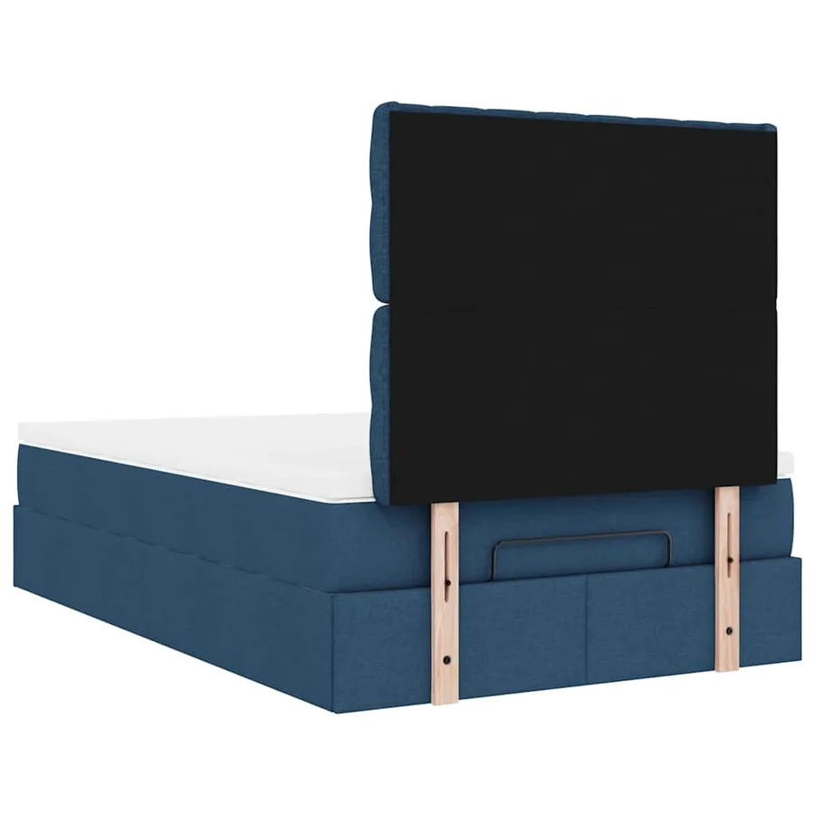 Cadre de lit ottoman avec matelas bleu 120x190 cm tissu - 12