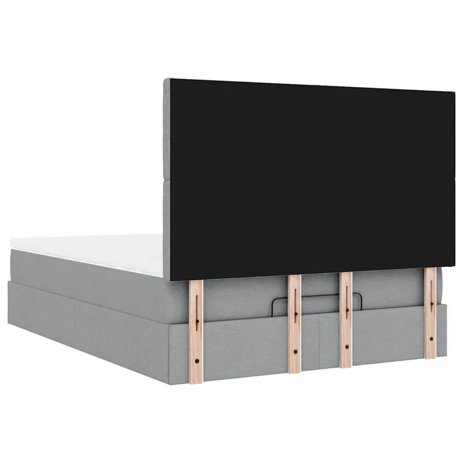 Cadre de lit ottoman et matelas gris clair 140x200 cm tissu - 12