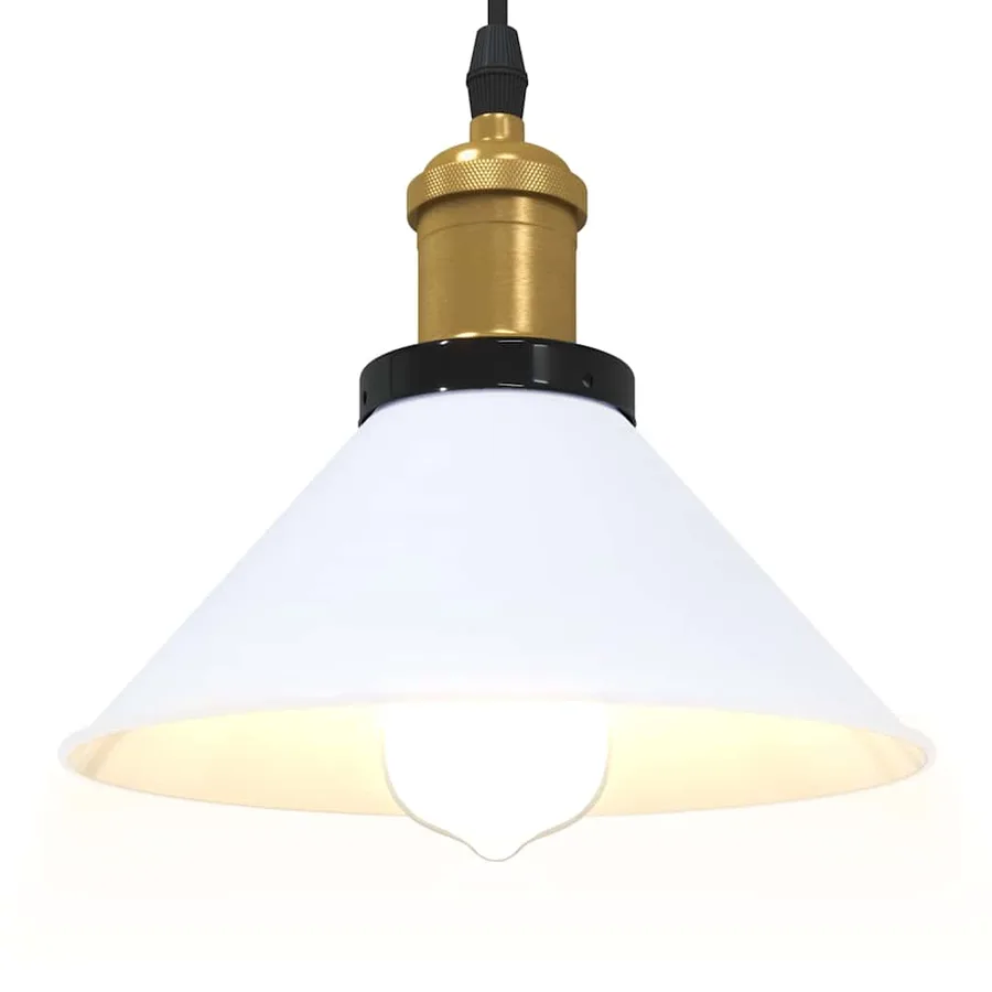 Lampe suspendue réglable hauteur E27 blanc brillant Ø22cm métal - 5