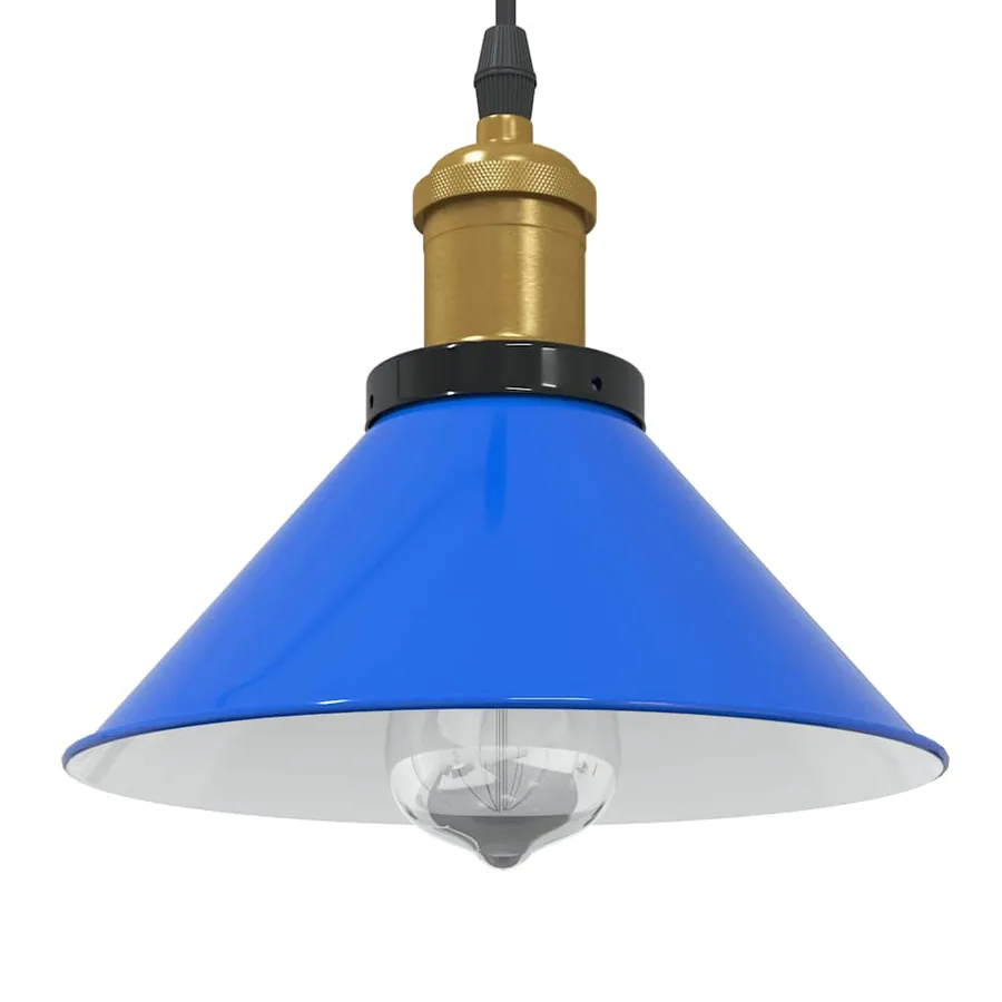 Lampe suspendue réglable hauteur E27 bleu foncé Ø 22 cm métal