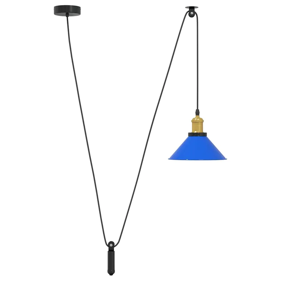 Lampe suspendue réglable hauteur E27 bleu foncé Ø 22 cm métal - 2