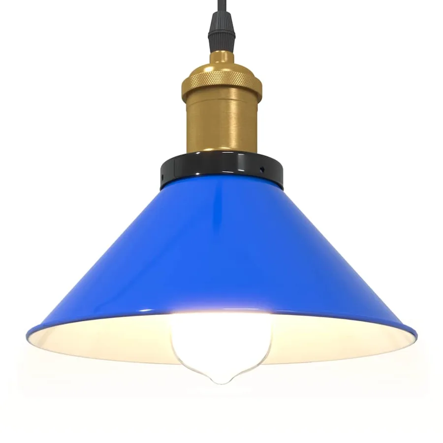 Lampe suspendue réglable hauteur E27 bleu foncé Ø 22 cm métal - 5