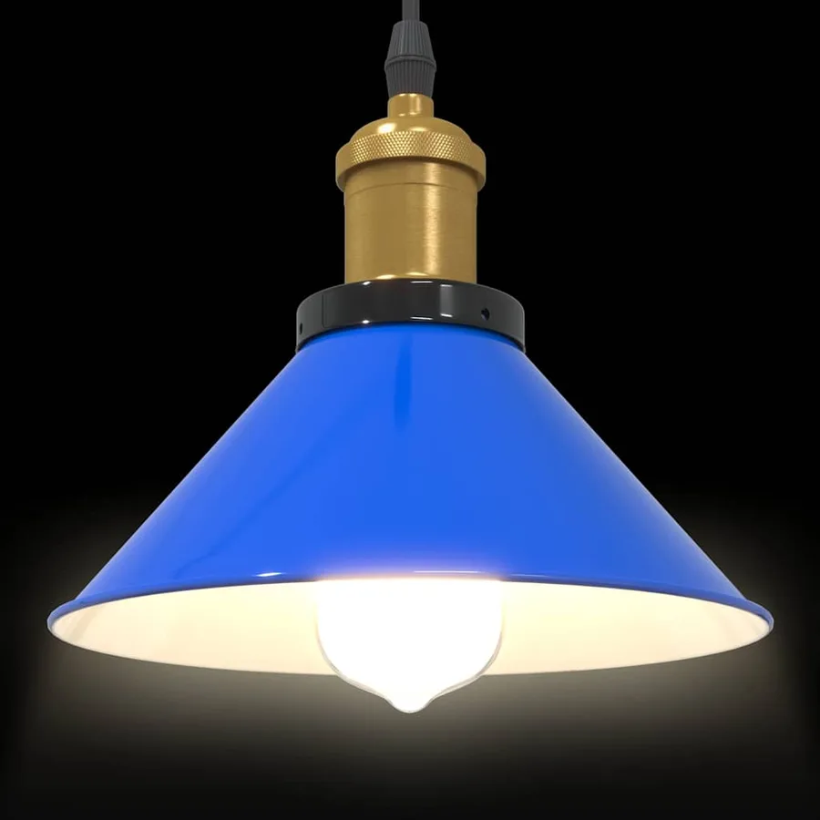 Lampe suspendue réglable hauteur E27 bleu foncé Ø 22 cm métal - 6