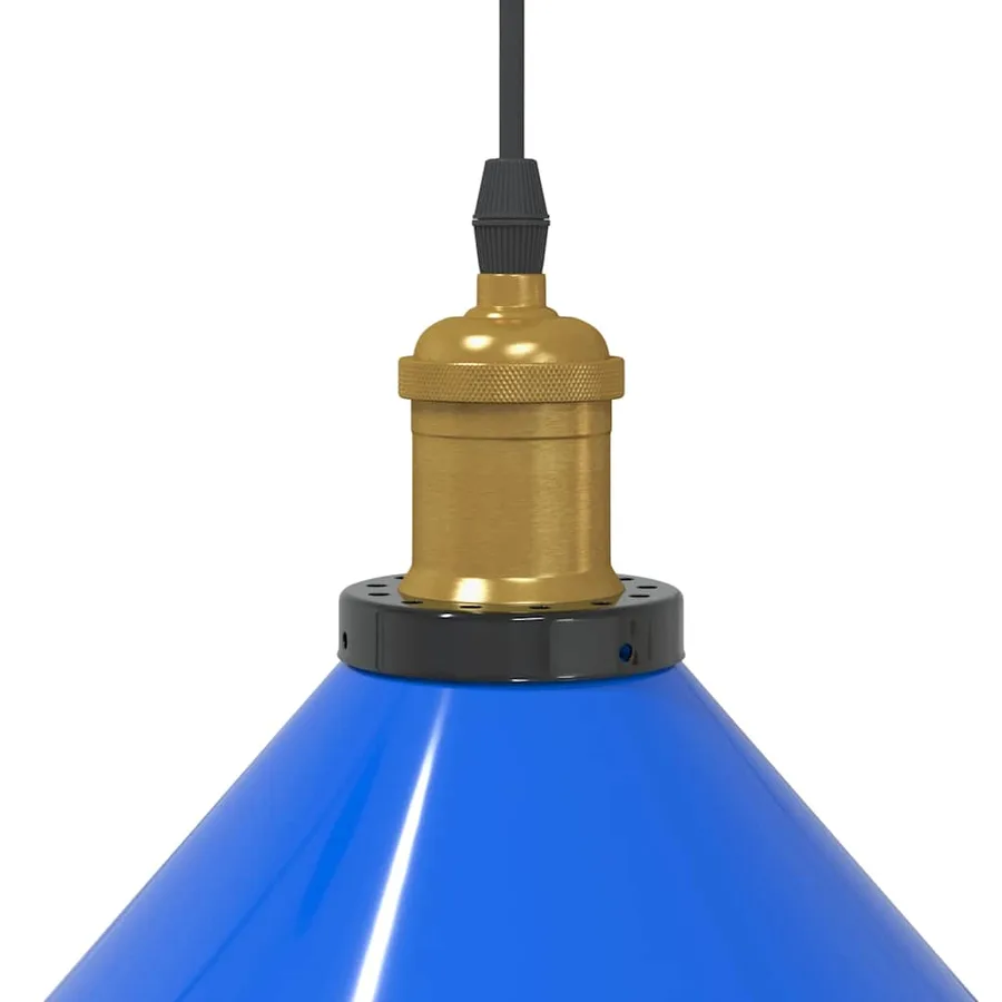 Lampe suspendue réglable hauteur E27 bleu foncé Ø 22 cm métal - 8