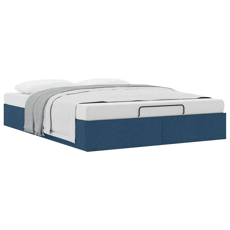 Cadre de lit ottoman sans matelas bleu 140x200 cm tissu - 5