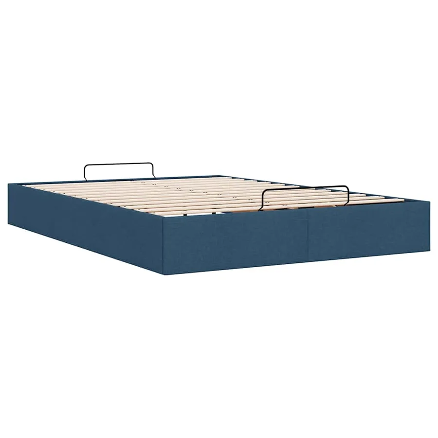 Cadre de lit ottoman sans matelas bleu 140x200 cm tissu - 6