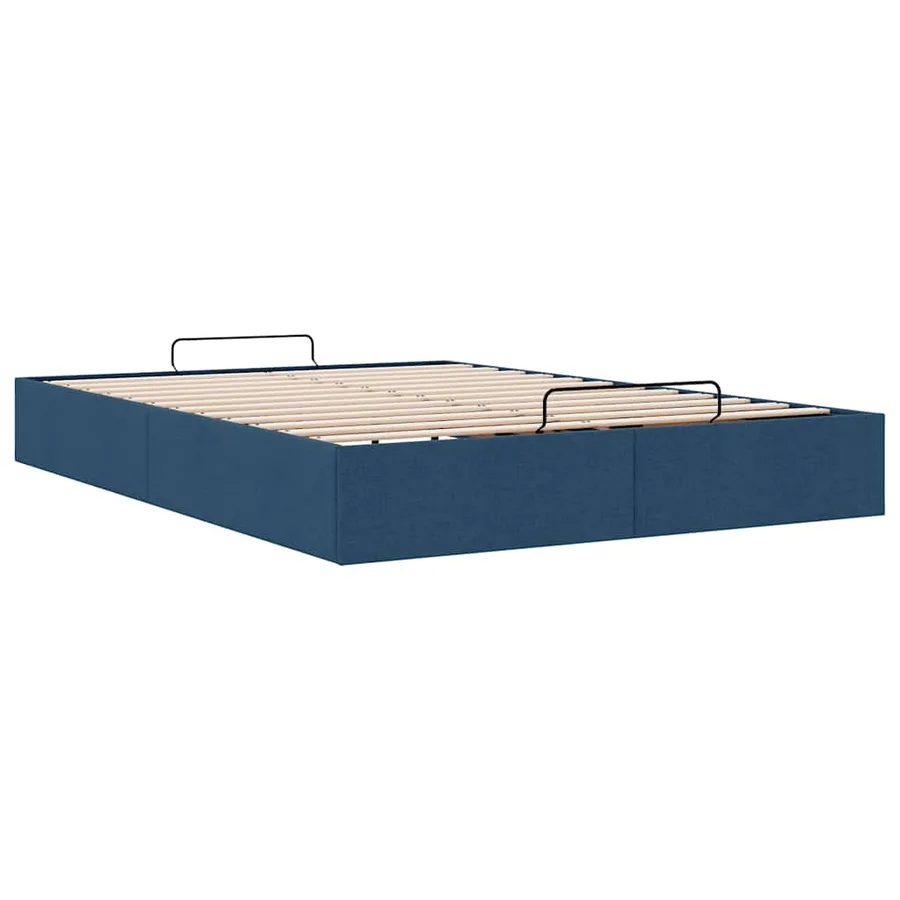 Cadre de lit ottoman sans matelas bleu 140x200 cm tissu - 9