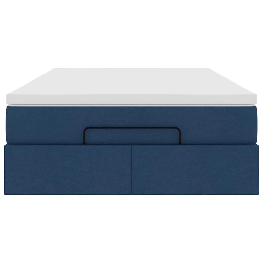 Cadre de lit ottoman avec matelas bleu 120x190 cm tissu - 7