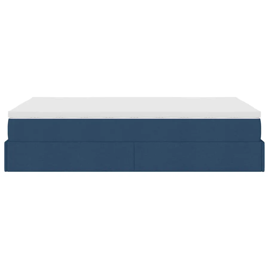 Cadre de lit ottoman avec matelas bleu 120x190 cm tissu - 9