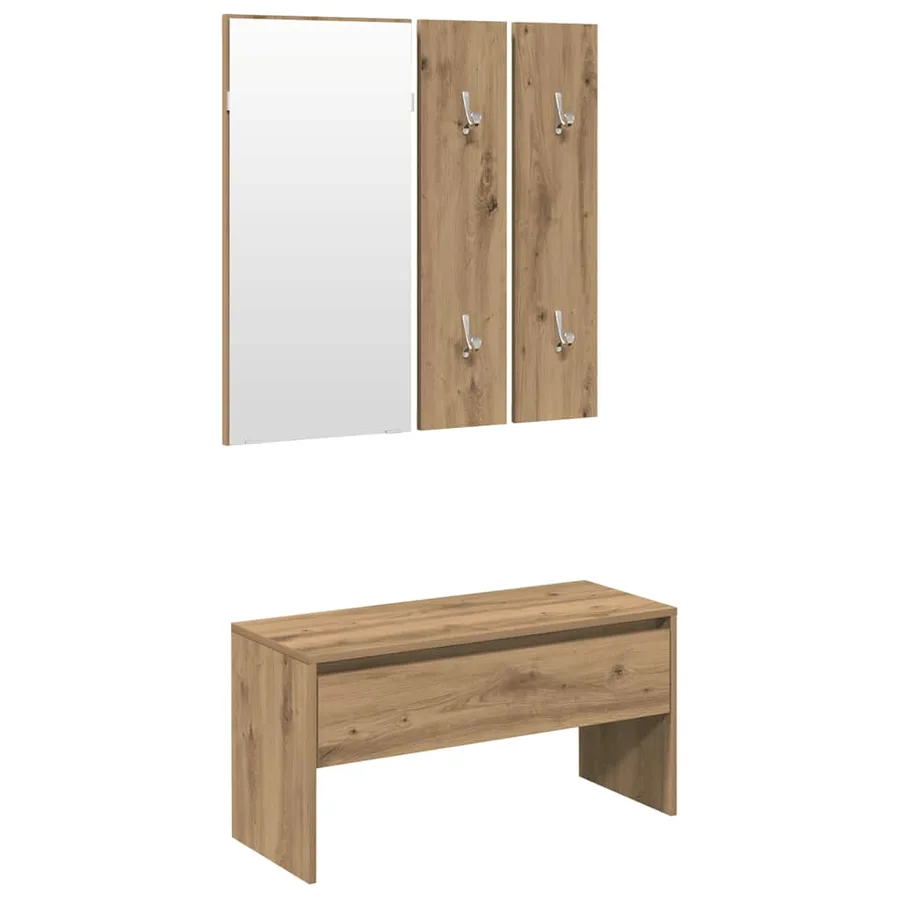Ensemble de meubles de couloir chêne artisanal bois ingénierie - 2
