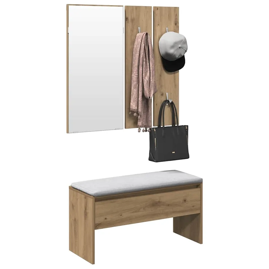 Ensemble de meubles de couloir chêne artisanal bois ingénierie - 3