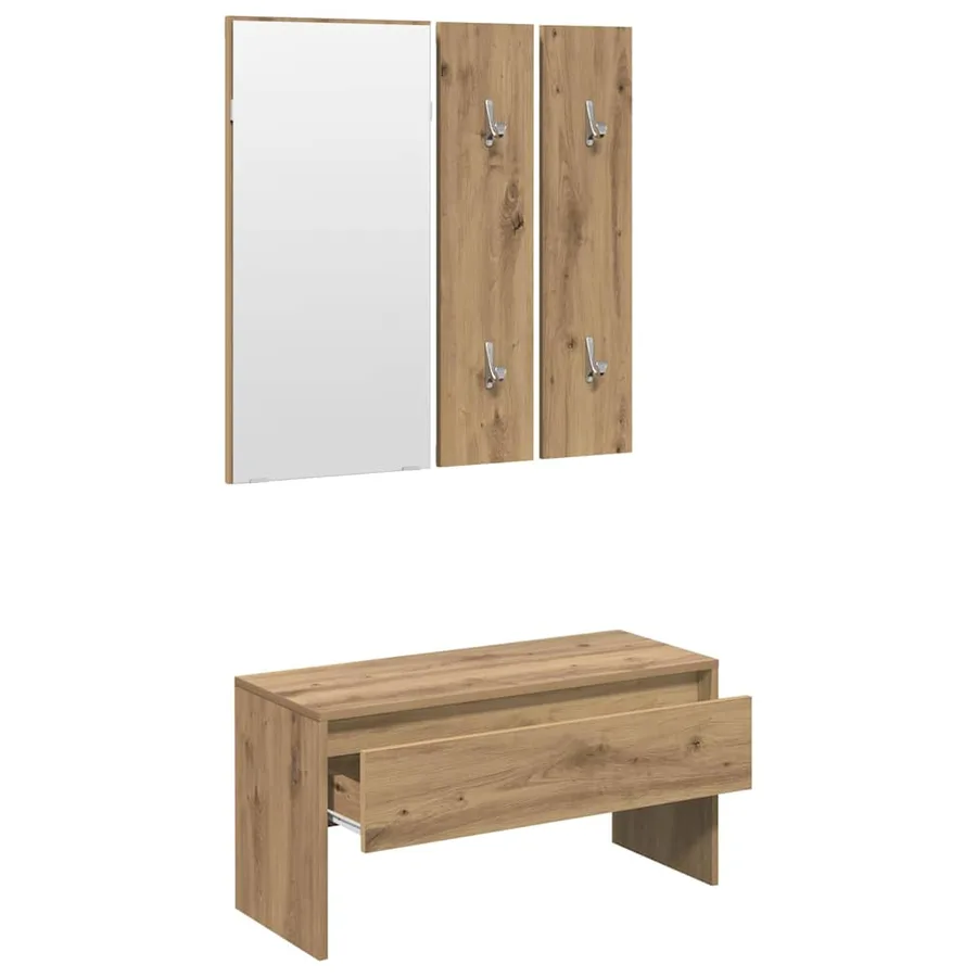 Ensemble de meubles de couloir chêne artisanal bois ingénierie - 4
