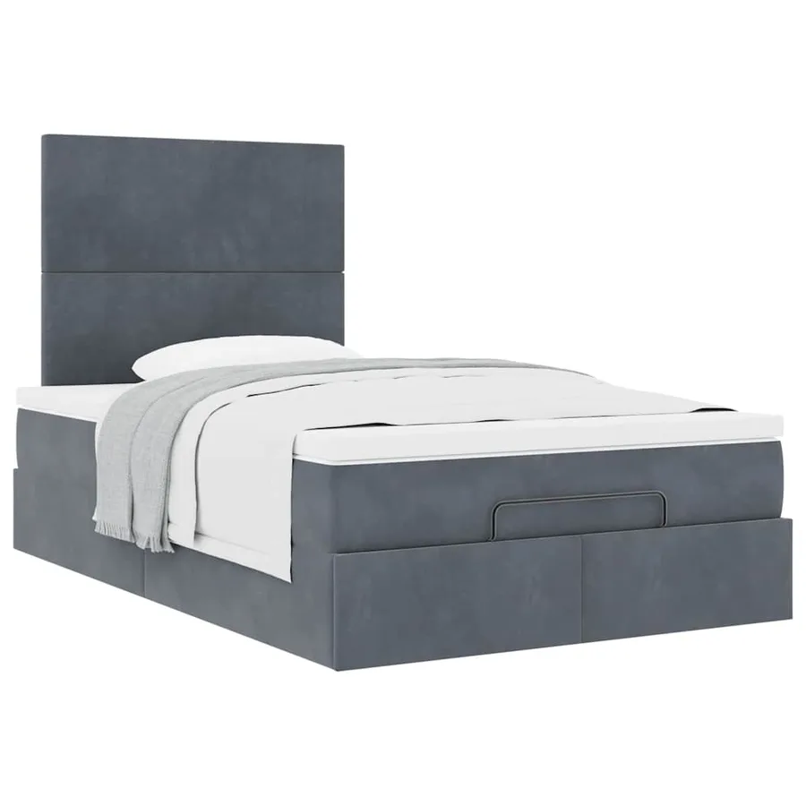 Cadre de lit ottoman et matelas gris foncé 120x200 cm velours - 5
