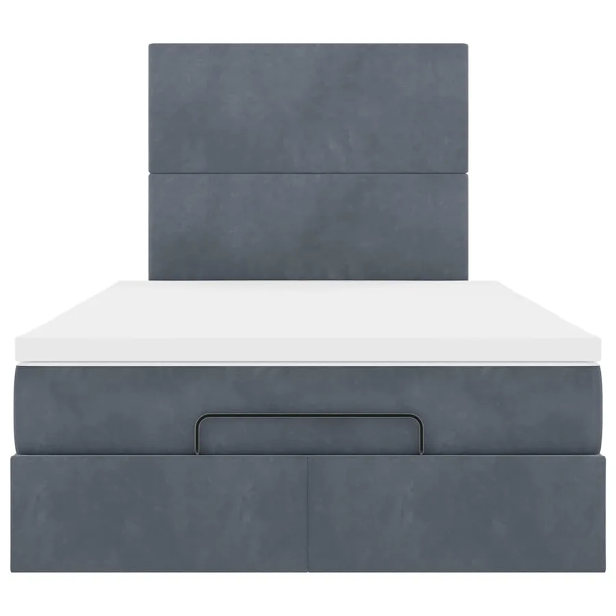 Cadre de lit ottoman et matelas gris foncé 120x200 cm velours - 7