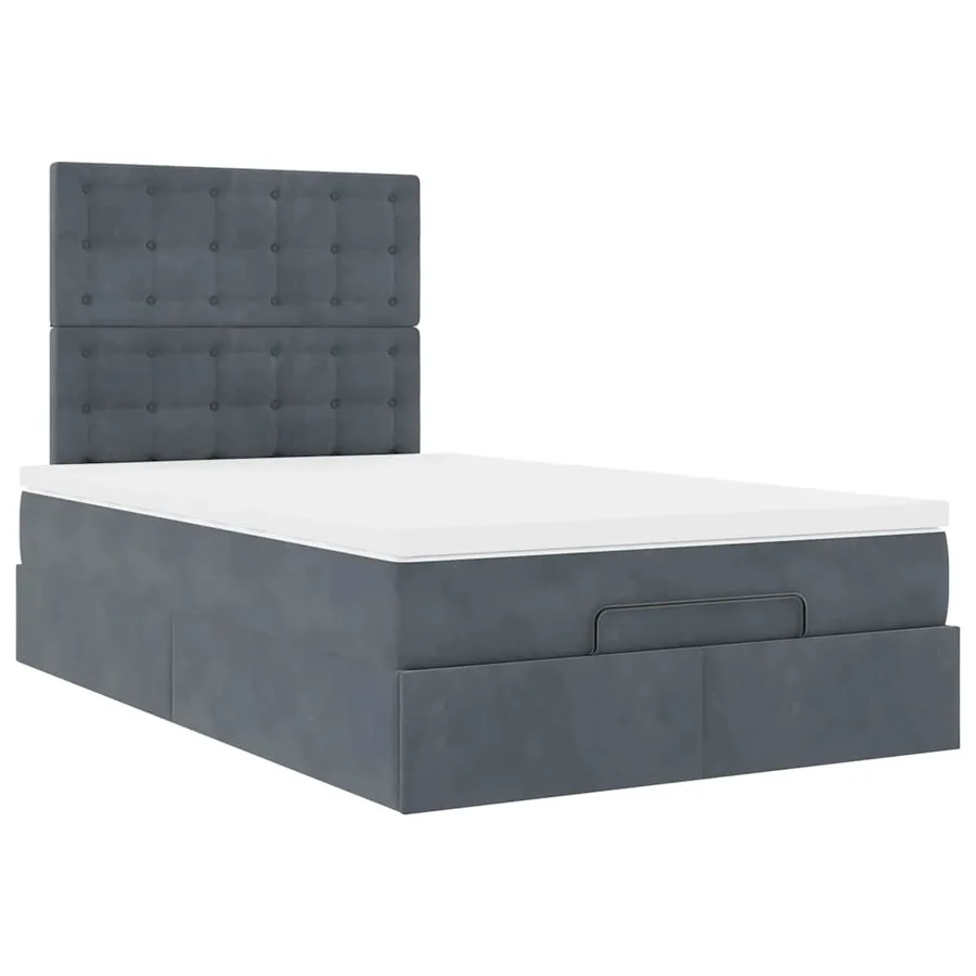 Cadre de lit ottoman et matelas gris foncé 120x200 cm velours - 6